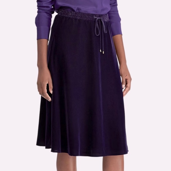 Ralph Lauren Kristayn Velvet Below Knee A-Line Skirt Medium Royal Purple NEW - Picture 7 of 12
